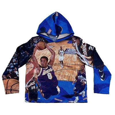 China Breathable USA Size Hip Hop Streetwear Plus Size Men's Kobe Tapestry Custom Woven Hoodies Custom Woven Tapestry Sweater Anime Tapestry Hoodies for sale