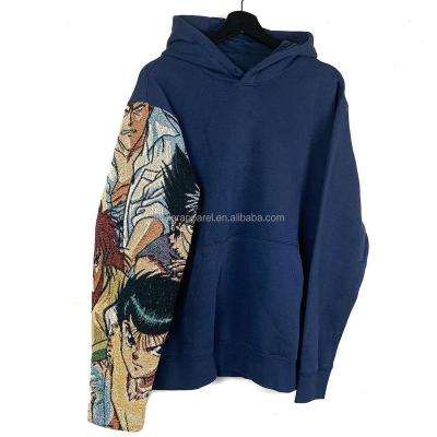 China Spring New Design Anti-wrinkle Men's Hoodies Custom Coat Woven Vintage Patchwork Hoodie Jacquard Tapestry Sweatshirt Hoodie for sale