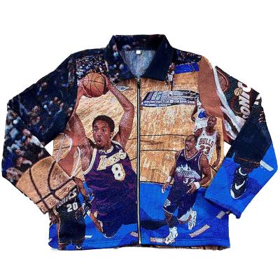 China Kobe Tapestry Jacket Man Plus Custom Made Breathable Size Tapestry Jacquard Sweater Zipper Tapestry Jackets Jacke Aus Wandteppich Mens Jackets for sale