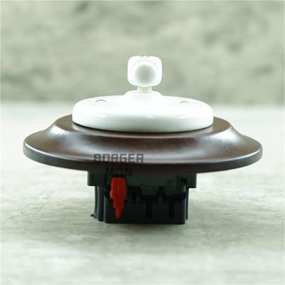 China Vintage Porcelain Ceramic Wall Switch Recessed Safety Socket Switch With Wood Frame for sale