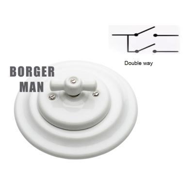 China Retro Safety DOUBLE BAND ONE WAY Porcelain Switch 220V 10A Recessed Light Switch for sale