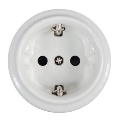 China Retro Safety Porcelain Vintage Wall Socket European Electrical White Ceramic for sale