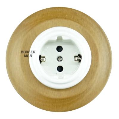 China Safety Schuko Socket With Wooden Frame For Flush Mounting Germany Wall Outlet Oulet 240V, 16A for sale