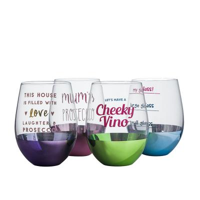 China Sustainable Novelty Colored Green Blue Red Purple Bottom 540Ml 19Oz Magic Drinking Wine Glass With Logo Machine for sale