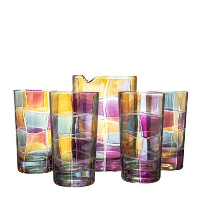 China Hand-painted colored glass Hot Selling hand-painted colored glass cup cut crystal engraved whiskey glasses for sale