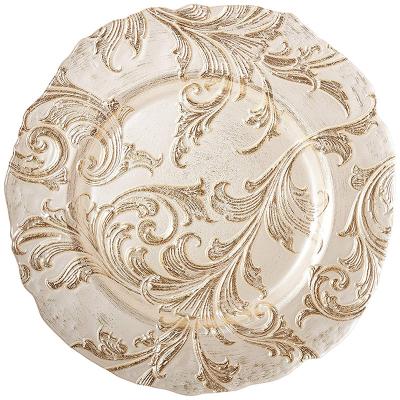 China Sustainable Wholesale Restaurant home  decoration glass plate Reef Silver Wedding Charger Plate for sale