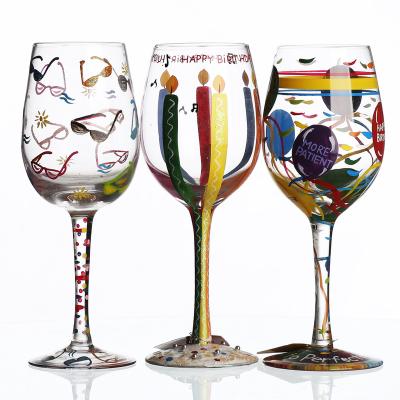 China Food safe stocked Red wine cup Hand  Blown Wedding Goblet Wine Glass for sale