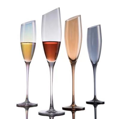 China Have in Stocked Handmade Deluxe Crystal Rainbow Champagne Glass Flute Cup for Wedding Party for sale