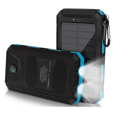 China Shenzhen free logo adding Portable Solar Power Bank Waterproof Powerbank 20000mah Charger With Led Light Te koop