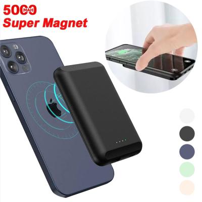 China Magsaf Wireless Charging treasure Ultra-thin Magnetic Charger Power Bank built-in 5000mah Battery For iphone 12 pro Max Te koop