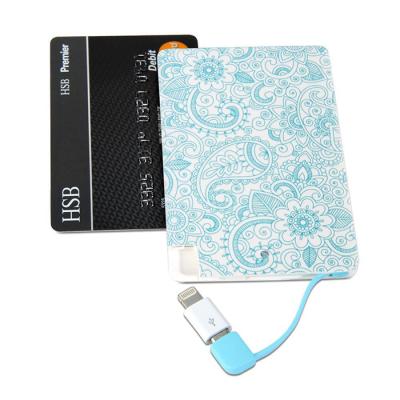 China Credit card Power bank 3000mAh Portable mini size backup battery USB charging Phone Polymer battery powerbank Te koop