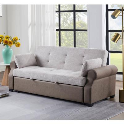 Cina Divano letto convertibile Queen Size, comodo letto trascinante con schienale regolabile, divano letto Futon, tessuto grigio e tessuto marrone scuro in vendita