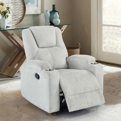 China Recliner Chair with Stainless Steel Cup Holders, Gray Fabric for sale