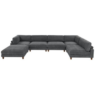 China Sectional Modular Sofa, Dark Gray Corduroy Fabric for sale