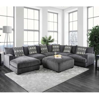 China Sectional Sofa with Pillows and Memory Foam, Gray Chenille for sale