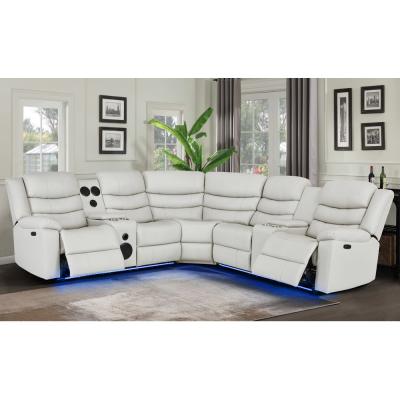 China MG-855BG-CNR-PWR Corner sofa set with power recliner in beige leather air for sale