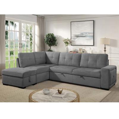 China L-Shaped Sectional Sleeper Sofa with Pull-Out Bed and Storage, Graphite Fabric for sale