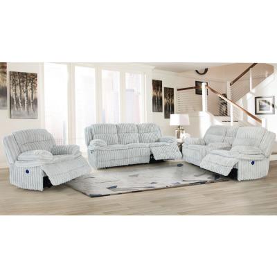 China Conjunto de sillones reclinables y caja de almacenamiento, de tela gris de corduroy en venta