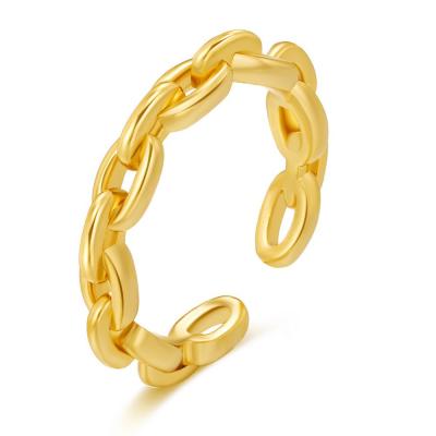 China New FASHIONABLE Ring Opening Adjustable Geometric 18K Gold Chain Hip Hop Multilayer Hollow Ring for sale