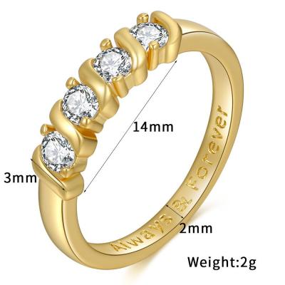 China Simple Style TRENDY New Ring Zircon Ring Female Copper Plated 18K Gold Jewelry Stain for sale