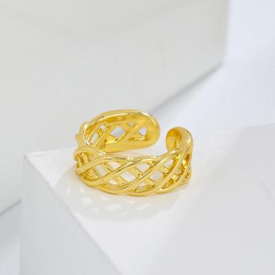 China FASHIONABLE Punk Style Ring Ins Trend Ring Female of Mesh Hollow Ring Geometric Gold-Plated for sale