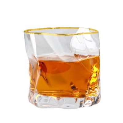 China Crystal Glass Irregular Shape God Handmade Irregular Rim Whiskey Wine Cups for sale