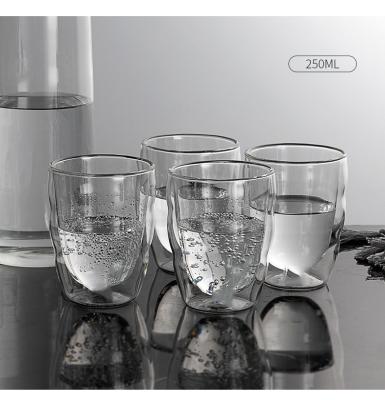 China Viable double wall pyrex coffee glass clear milk drinking glasses with new shape for sale