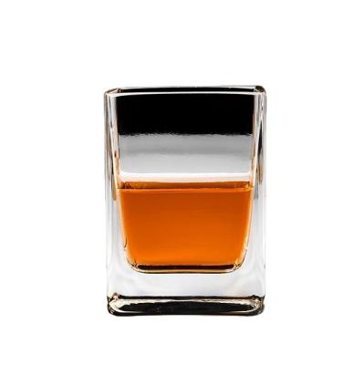 China Square Corner Mug 260ml Irregular Glass Base Rock Whiskey Glasses for sale