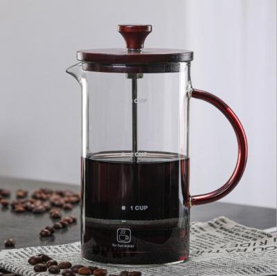 China Sustainable Borosilicate Glass French Press Coffee Tea Maker Pot With Stainless Steel Filter for sale