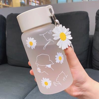 China Viable Cheap Price Frosted Glass Water Bottle With Flange For Sale Travel Borosilicate Glass Water Bottles For Sport for sale