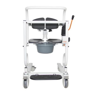 China steel pipe 2.0 + thick ABS 2021 newest design factory direct sale elderly care hydraulic lift waterproof patient transfer chair with chest of drawers for sale