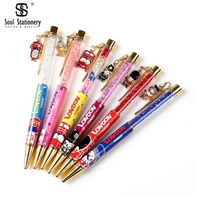 China 100% Hot Selling CRYSTALLINE Ballpoint Pens Eco-friendly With Original Charm Cardboard London Tourist Theme Design ODM Charm Ballpoint Pen for sale