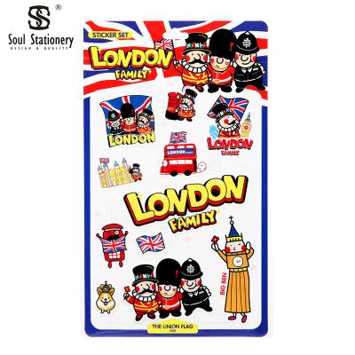 China Hot Selling Waterproof+Eco-friendly Cardboard Sticker Set London Theme Original Design Souvenir Tourist Supplies Customize Sticker Set for sale