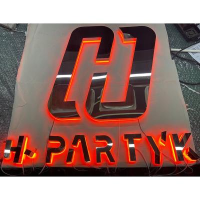 China Custom 3D Metal PC Acrylic LED Backlit Signage for Bar Stainless Steel Letter Wall Logo Signs for sale