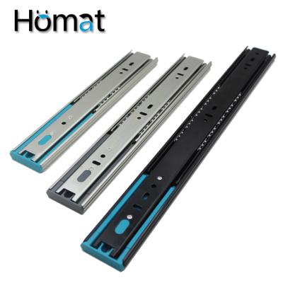 China Modern Homat 3 Fold Full Soft Narrow Extension Ball Bearing Telescopic Drawer Slides Rails for sale