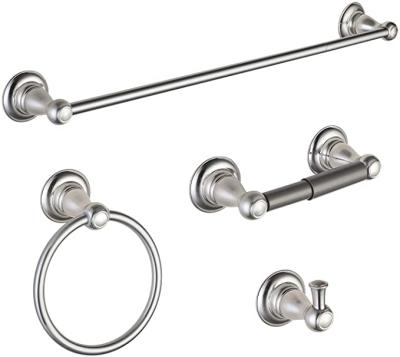 China Durable Bathroom Hardware Dresser Set Brushed Nickel Accessories Kit Metal Towel Bar Set Towel Ring Toilet Paper Holder Robe Hang Wall Mounted for sale