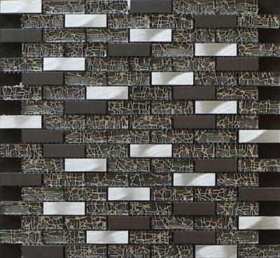 China 300x300mm glass and marble mosaic tile,aluminum strip mosaic,black color for sale