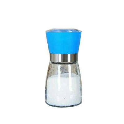 China RUNDE Viable Factory Wholesale Manual Spice 180ml Adjustable Glass Grinder With Sky Blue Lid for sale