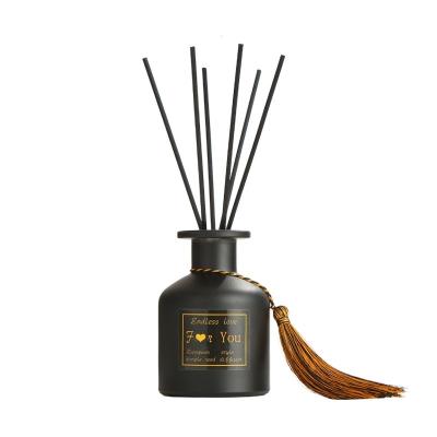 China Personal Care Factory Produced Wholesale Empty Square Reed Black Glass Diffuser Bottle Luxury for sale