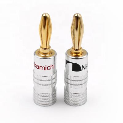 China Power nakamichi banana plug 4mm 24k gold audio speaker cable connectors for high fidelity custom logo workable for sale