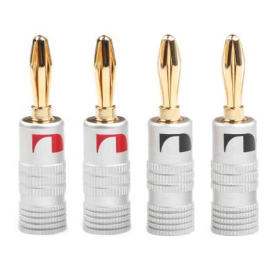 China Custom workable gold banana plug 24k logo 4mm nakamichi speaker pure copper audio cable connectors for sale