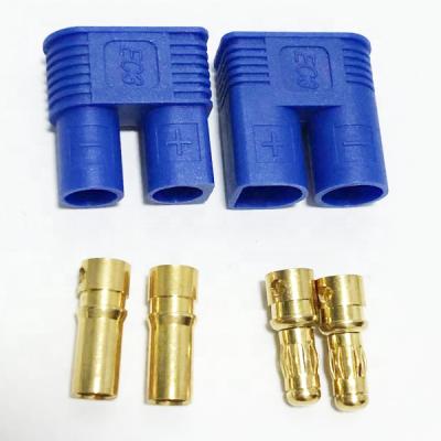 China RC connectors RC ESC model toy lipo battery EC3 connector male and ec-3 female EC 3 gold bullet plug for sale