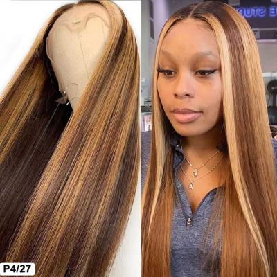 China Virgin 100% Remy Human Hair Hot Selling Hair Ombre Honey Blonde Transparent Lace Wigs, Remy Hair Full Lace Highlight Wigs for sale