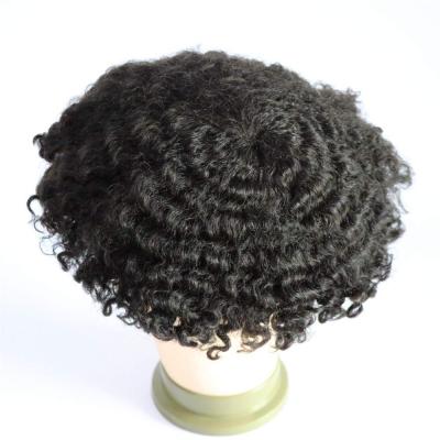 China 100% Virgin Remy Human Hair Indian Remy Hair Afro Curl Toupee Skin Base 10x8 Inch For Black Men for sale