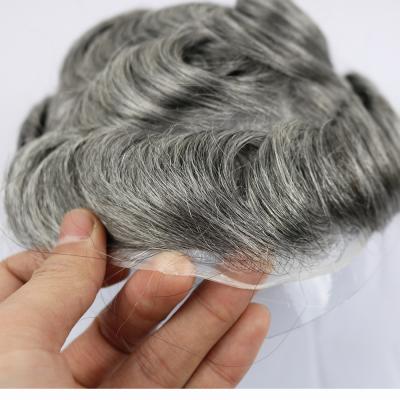 China Silky Thin 100% Virgin Remy Human Hair Ever Skin Toupee For Men Gray Hair Pieces Replacement Wig for sale