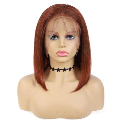 China Brown Bob Regular Red Short Hair Lace Frontal Wave Wigs For Black Women Color Lead Wigs 13x4 Hair for sale