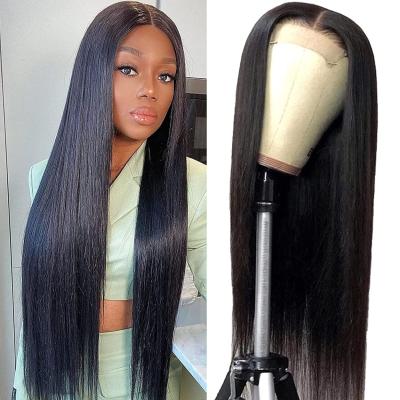 China Prepluck Peru Hair Wigs Regular Wave 4x4 Lace Closure Wig Straight Lace Front Hair Wigs for sale