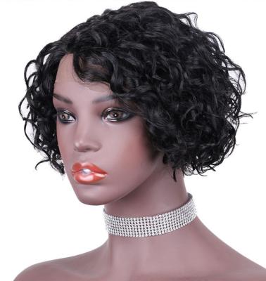 China Jerry Curl Wholesale Fashion Black Color Virgin Hair Short Bob Thin Skin Swiss Full Lace Wig Lace Front Wigs for sale