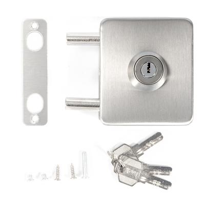 China Easy to Install and Durable Chinese Professional Steel Square Frameless Single Glass Door Sliding Door Lock Stainless Hardware Manufacturer Office Door for sale