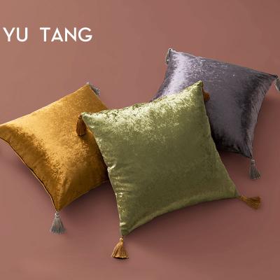 China Home Decoration Fanerqia Series Crushed Velvet Tassel Cushions Cushion Cover Luxury Decorative Tile Home Decoration for sale